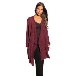 Barefoot Dreams‎ Wrap Cardigan Sweater Women's Size L/XL Burgundy CozyChic Lite